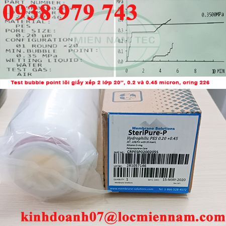 Lõi lọc giấy xếp chất liệu PES có test điểm